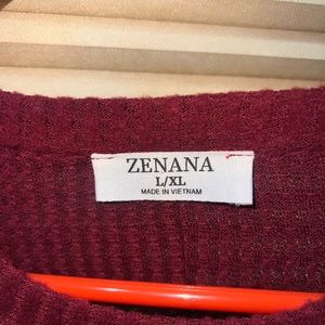 Zenana L/XL waffle knit sweater with exposed seams